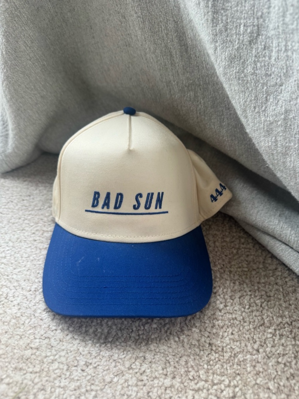 Two-Tone Cream & Blue Baseball Cap